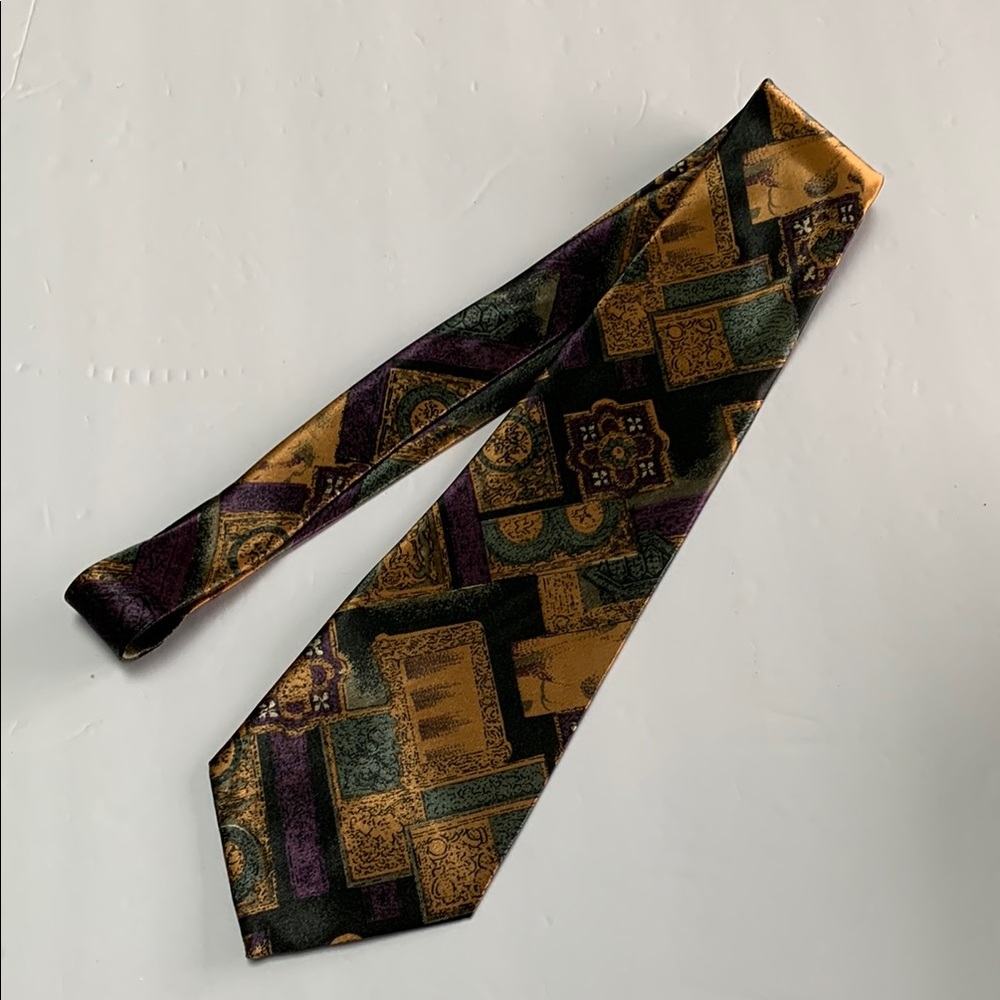 Gold and Purple Abstract Pattern Tie